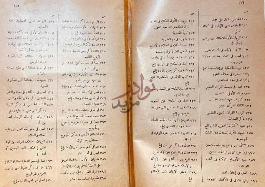 فهرس كتاب مختصر لوامع الانوار البهية وسواطع الاسرار الاثرية