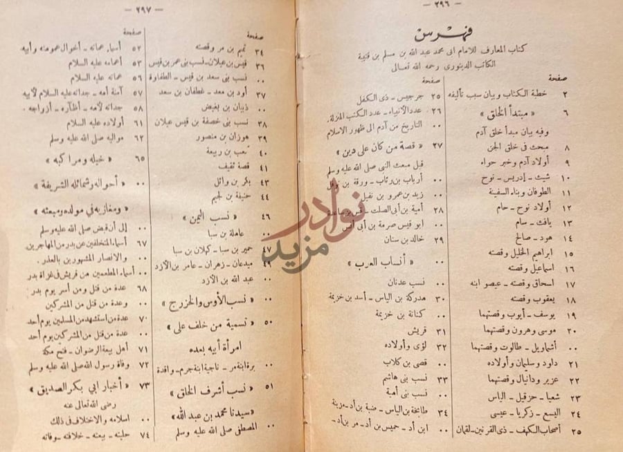 فهرس كتاب المعارف فهرس