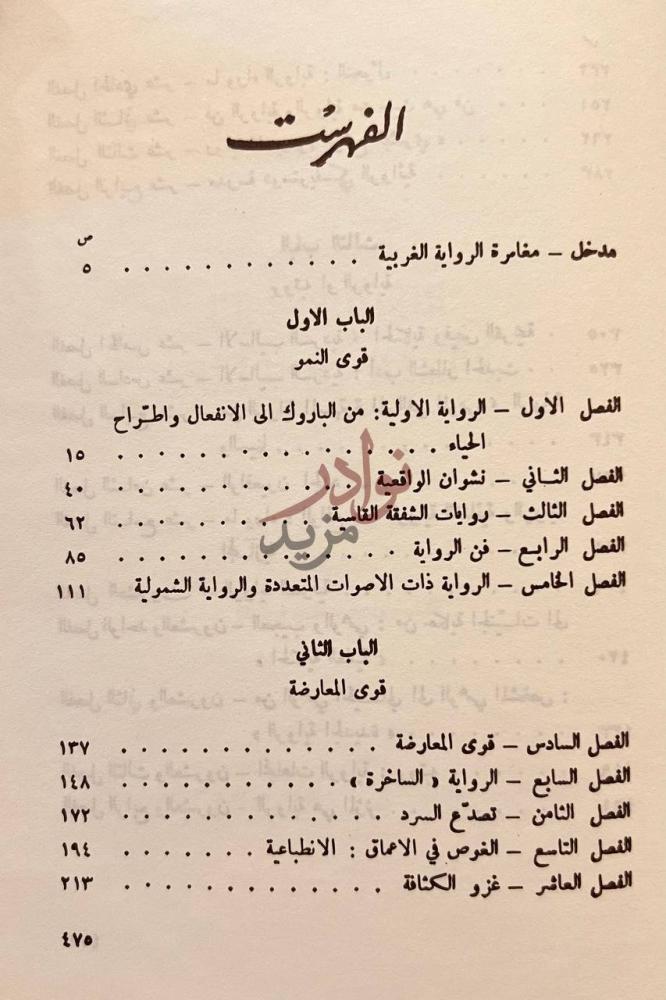 فهرس كتاب تاريخ الرواية الحديثة الفهرست