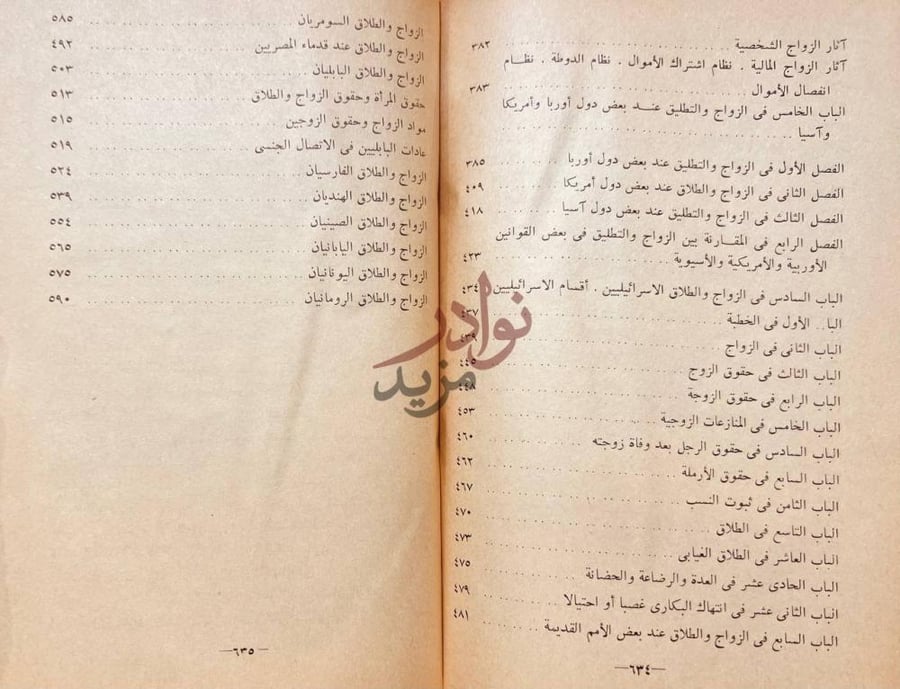 فهرس كتاب الزواج والطلاق في جميع الاديان