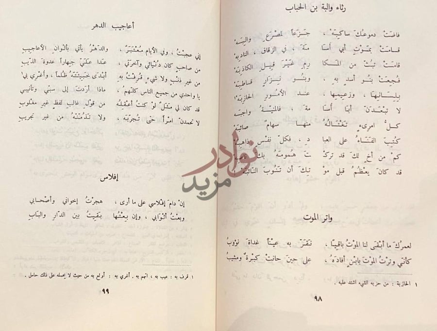 صفحة داخلية كتاب ديوان ابي نواس رثاء والبة بن الحباب
