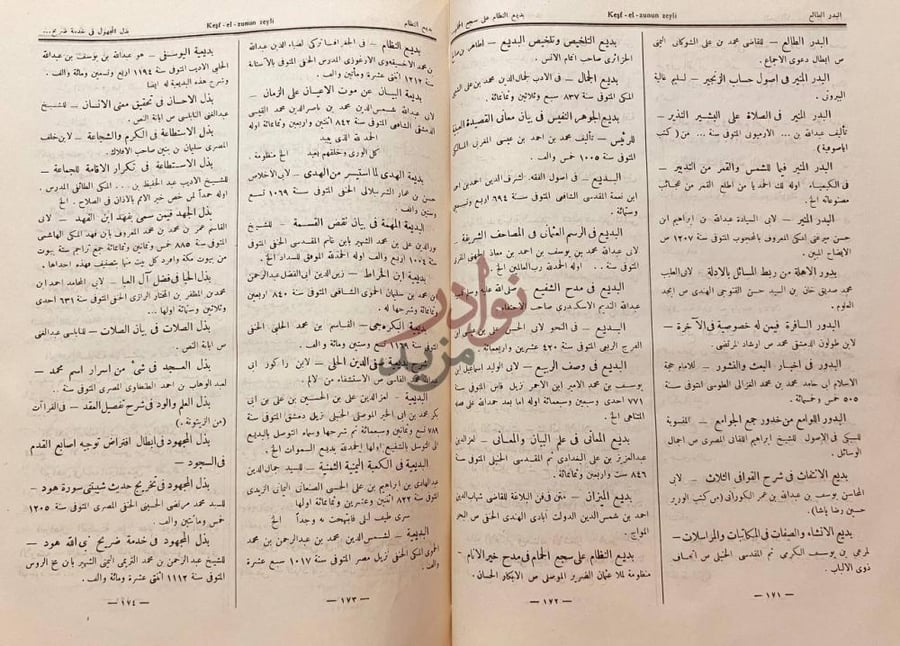 فهرس كتاب ايضاح المكنون في الذيل على كشف الظنون عن اسامى