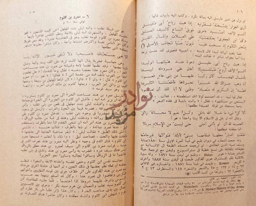 صفحة داخلية كتاب تاريخ اداب اللغة العربية