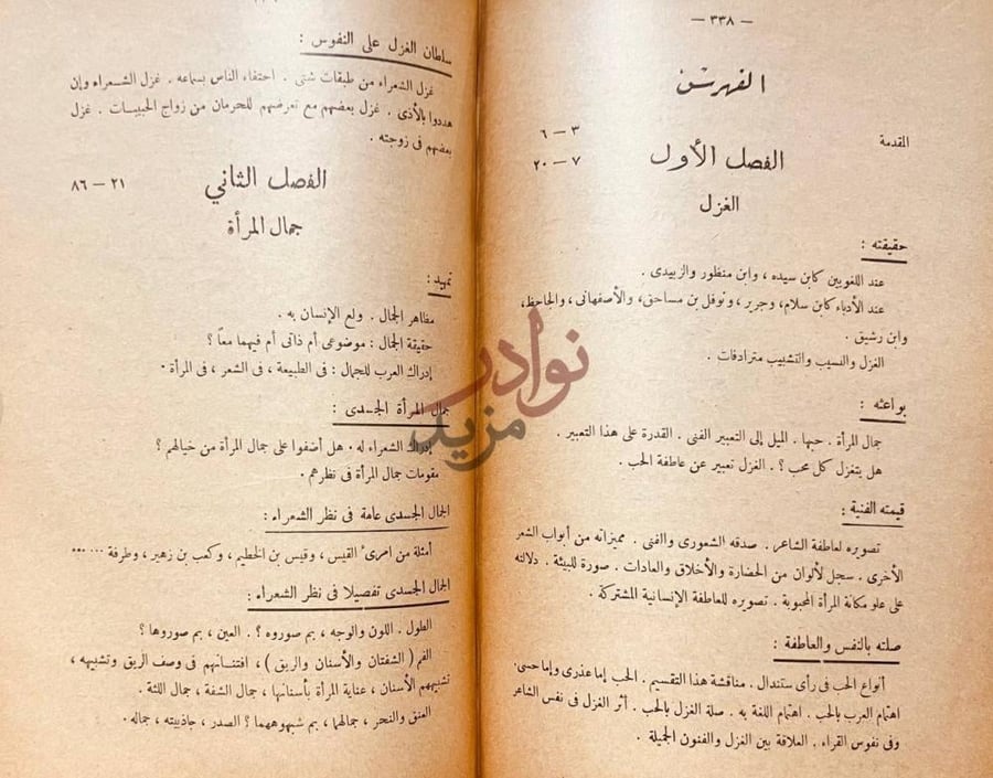 فهرس كتاب الغزل في العصر الجاهلي الفهرس