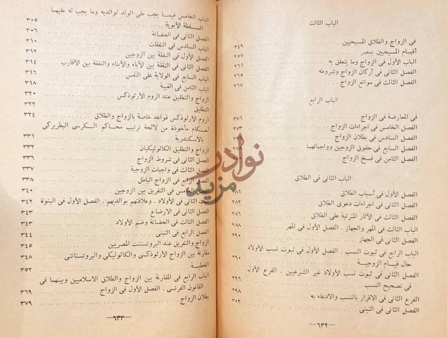 فهرس كتاب الزواج والطلاق في جميع الاديان