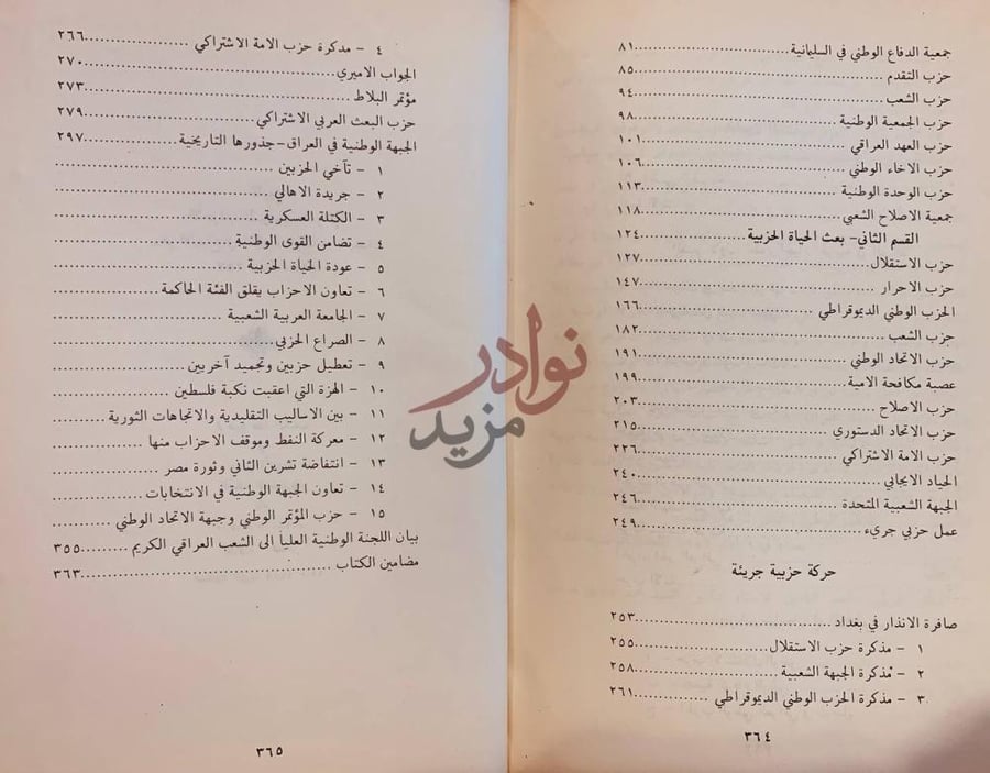 فهرس كتاب تاريخ الاحزاب السياسية العراقية