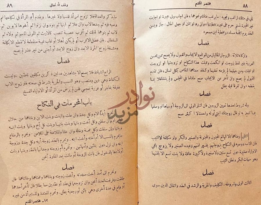 صفحة داخلية كتاب مختصر المقنع في فقه الامام احمد بن حنبل