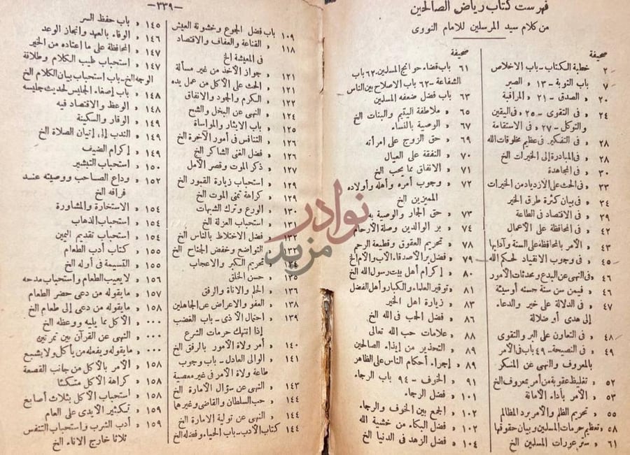 فهرس كتاب رياض الصالحين من كلام سيد المرسلين