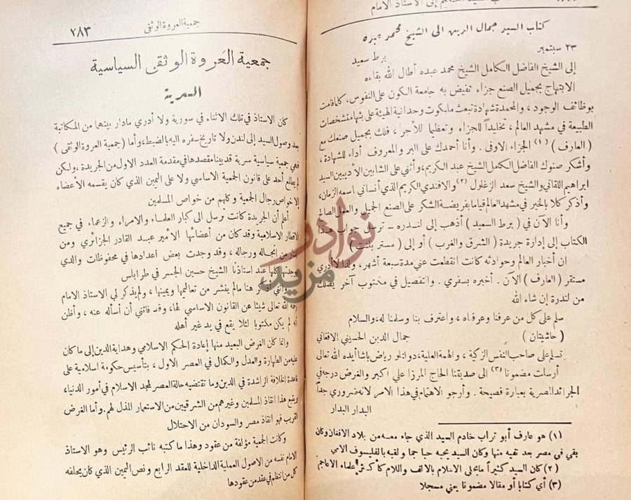 صفحة داخلية كتاب تاريخ الامام محمد عبده