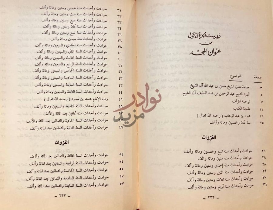 فهرس كتاب عنوان المجد في تاريخ نجد فهرست المجلد الأول