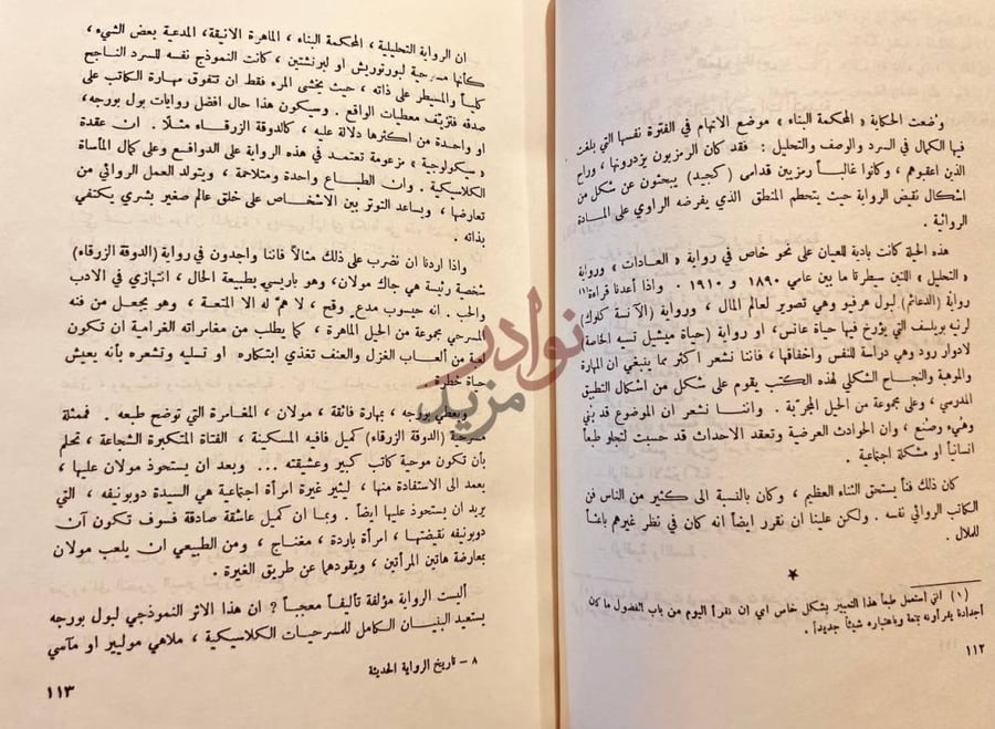 صفحة داخلية كتاب تاريخ الرواية الحديثة نص حول التحليل