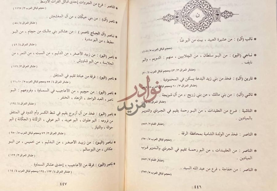 صفحة داخلية كتاب معجم العشائر الفراتية ن