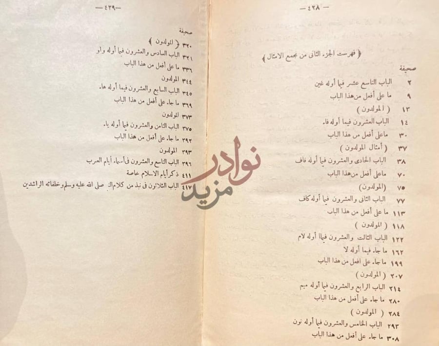 فهرس كتاب مجمع الامثال فهرست الجزء الثاني