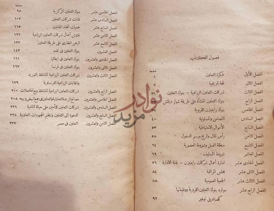 فهرس كتاب التعاون في الزراعة فصول الكتاب