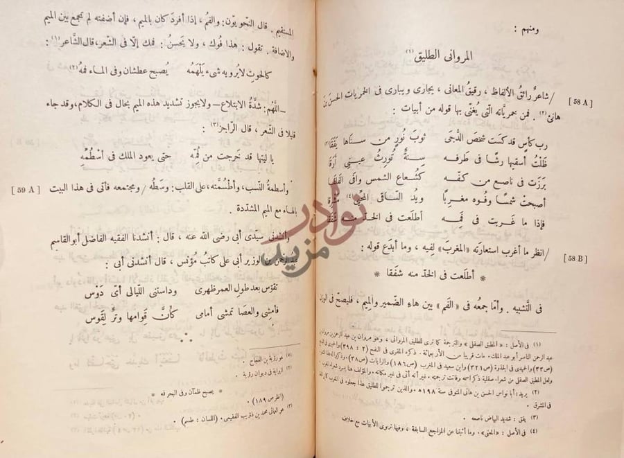 صفحة داخلية كتاب المطرب من اشعار اهل المغرب المرواني الطليق