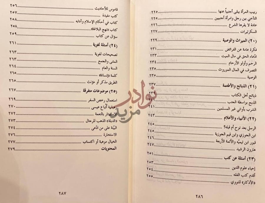 فهرس كتاب فتاوى علي الطنطاوي End of Table of