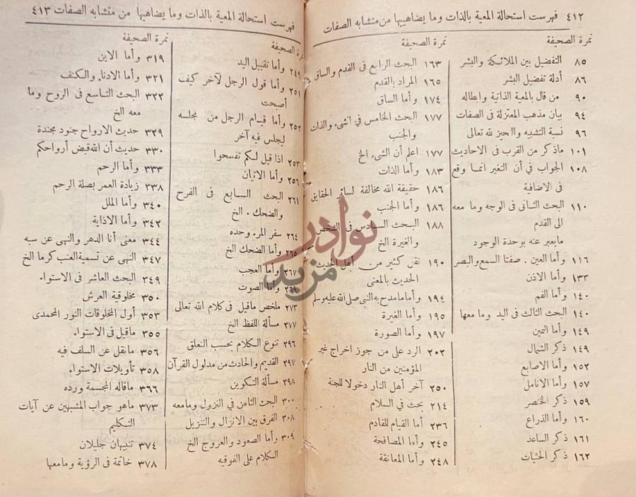 فهرس كتاب استحالة المعية بالذات ومايضاهيها من متشابه الصفات
