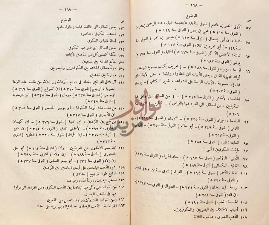 فهرس كتاب نشاة النحو وتاريخ اشهر النحاة