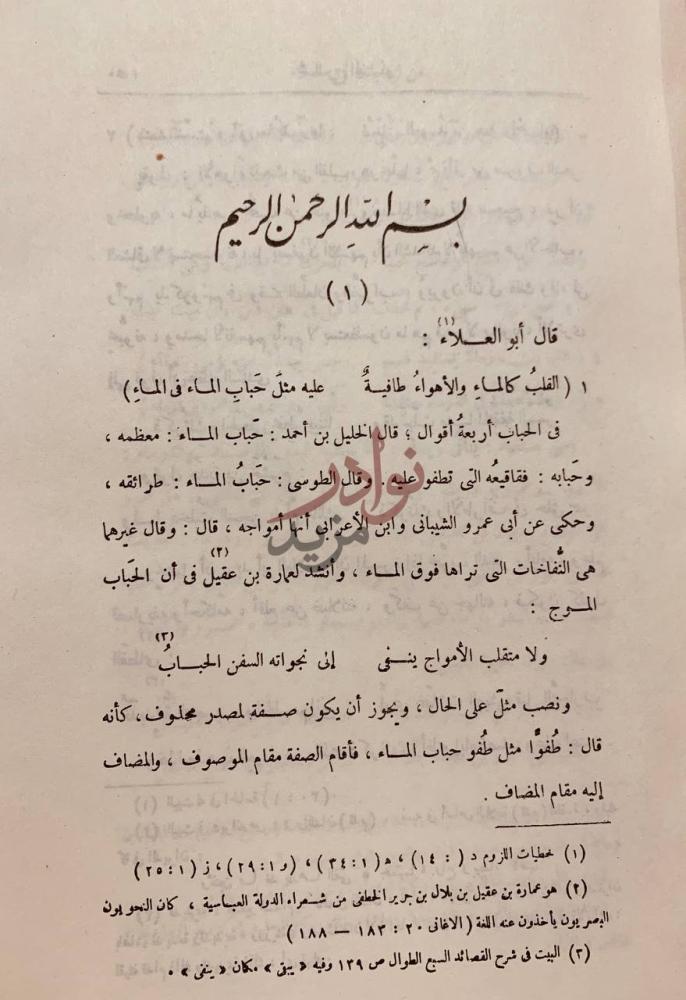 صفحة داخلية كتاب شرح المختار من لزوميات ابي العلاء