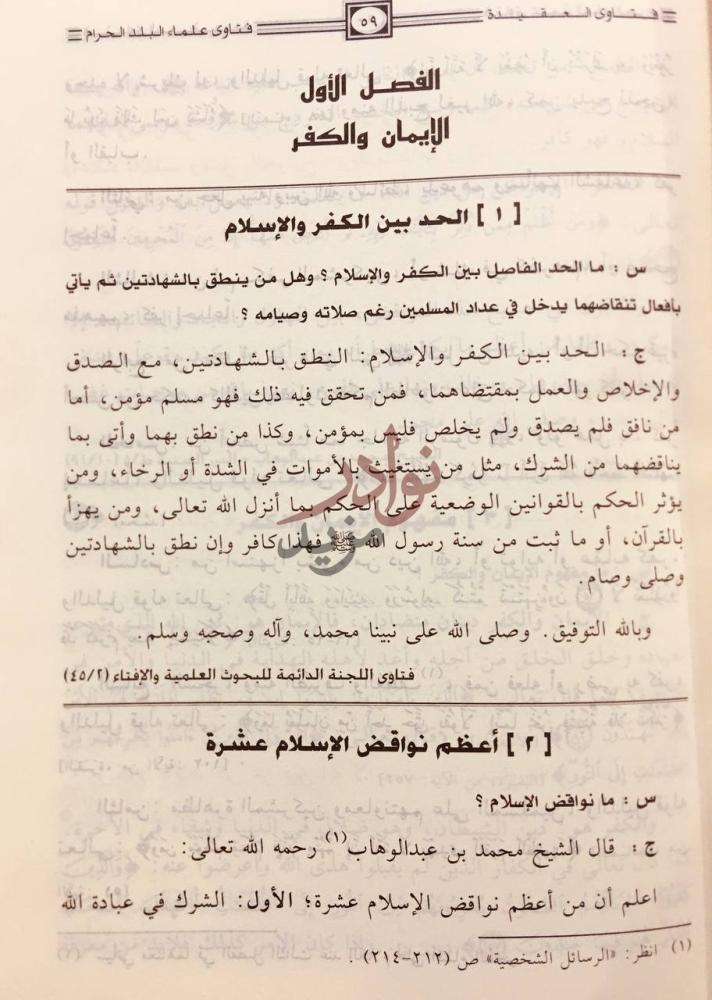 صفحة داخلية كتاب فتاوى علماء البلد الحرام