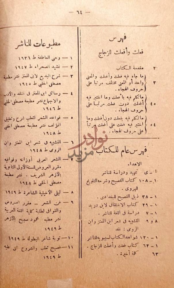 فهرس كتاب فصيح ثعلب والشروح التي عليه فهرس