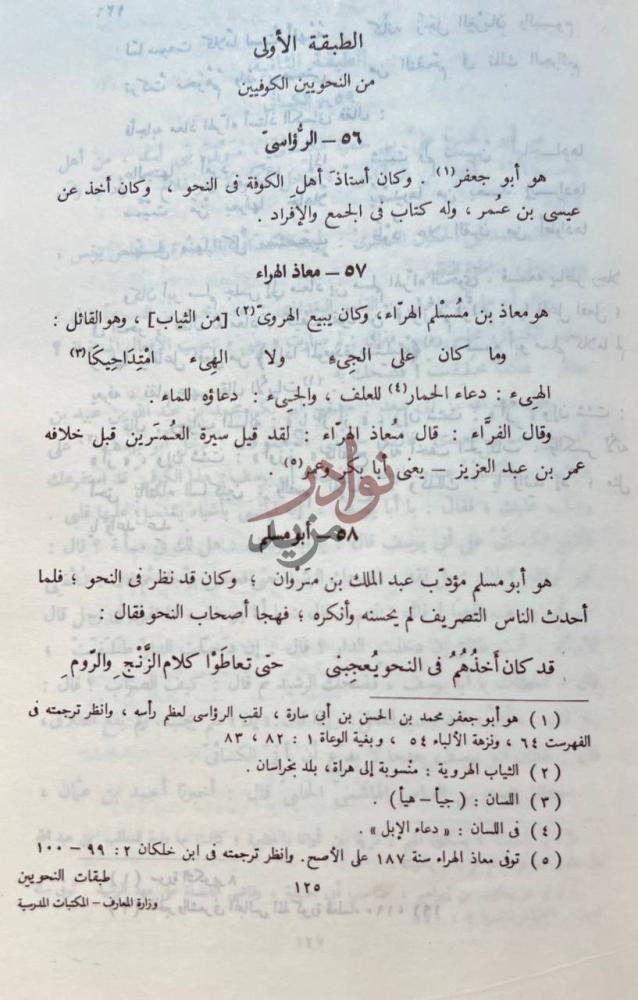 صفحة داخلية كتاب طبقات النحويين واللغويين الطبقة الأولى