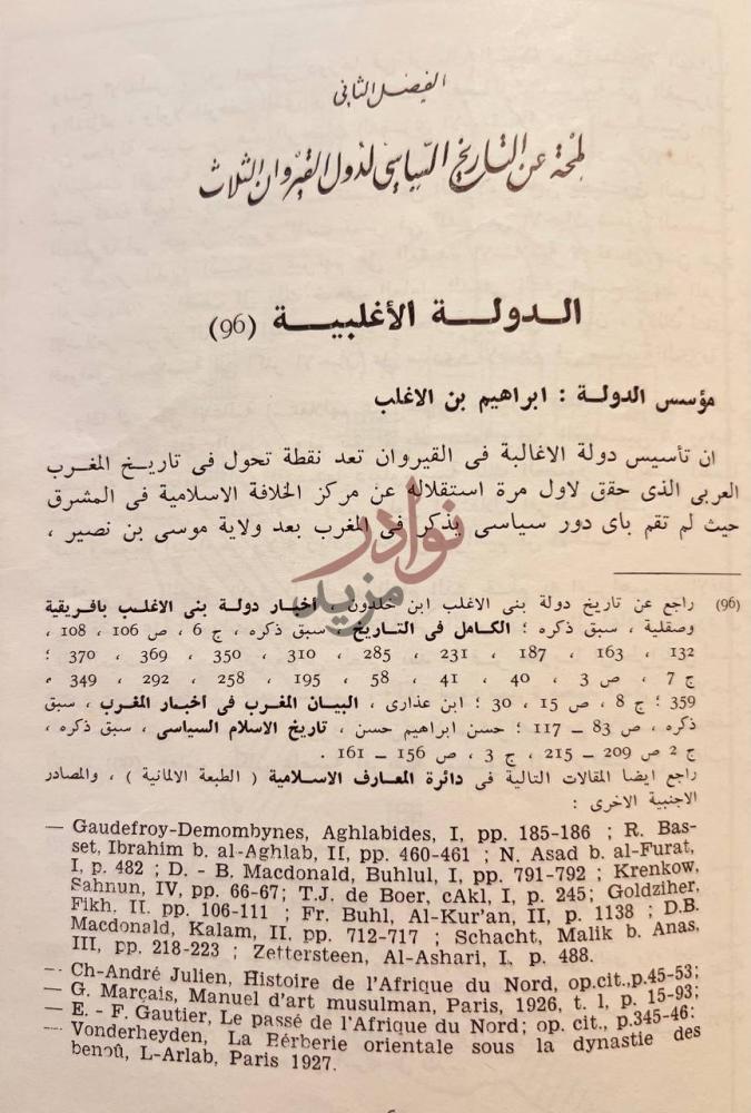صفحة داخلية كتاب القيروان والمغرب العربي الفصل الثاني لمحة