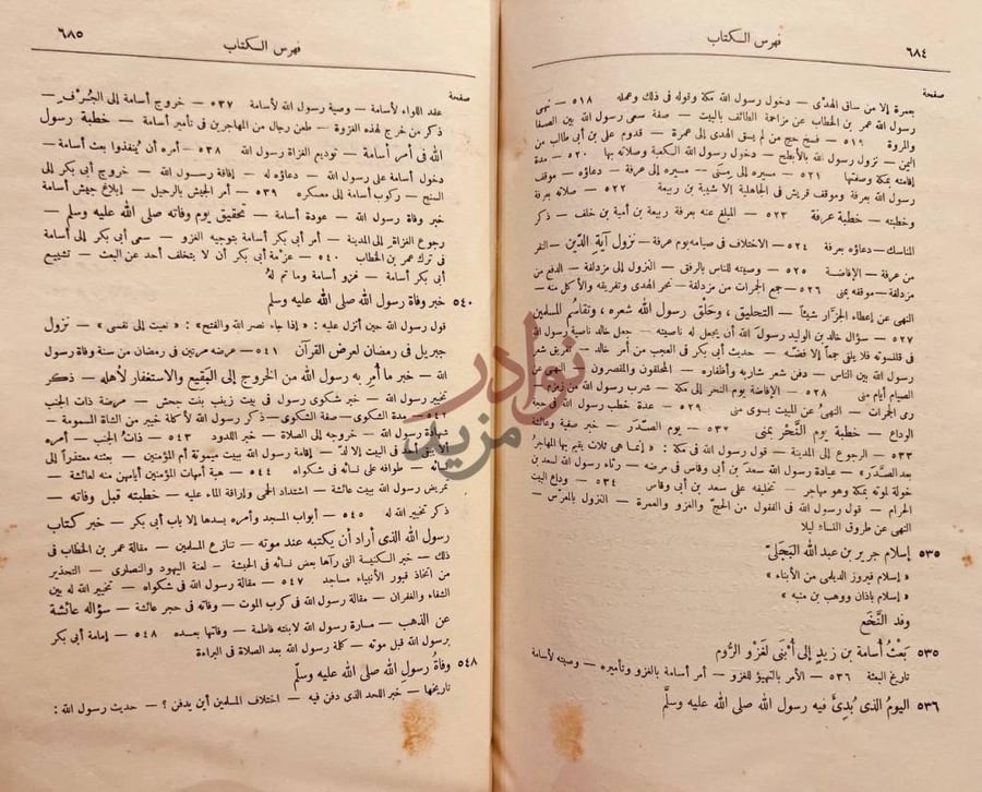 فهرس كتاب امتاع الاسماع بما للرسول من الابناء والأموال