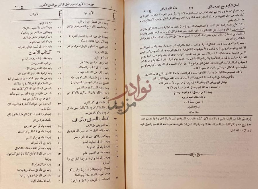 فهرس كتاب السنن الكبرى فهرست