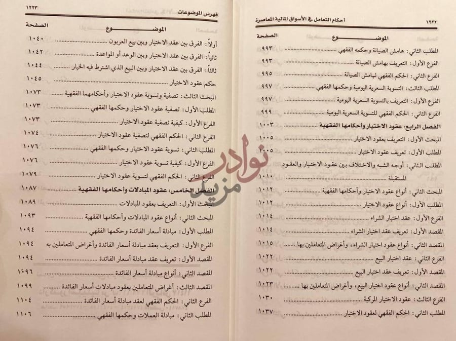 فهرس كتاب احكام التعامل في الاسواق المالية المعاصرة