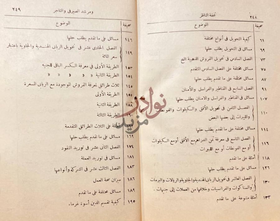 فهرس كتاب تحفة الناظر ومرشد الصير في والتاجر فهرس