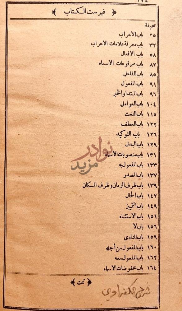فهرس كتاب شرح الكفراوي على متن الاجرومية لابن اجروم