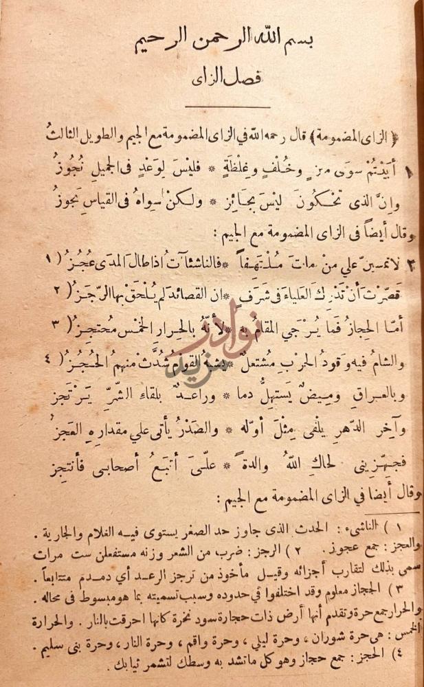 صفحة داخلية كتاب لزوم مالايلزم فصل الزاي