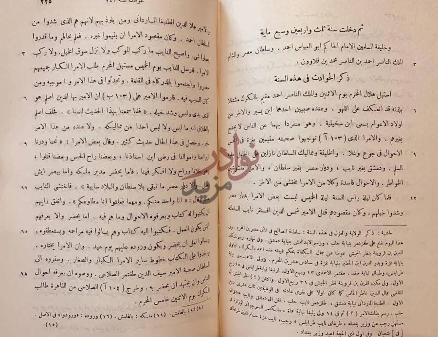 صفحة داخلية كتاب تاريخ الملك الناصر محمد بن قلاوون الصالحي