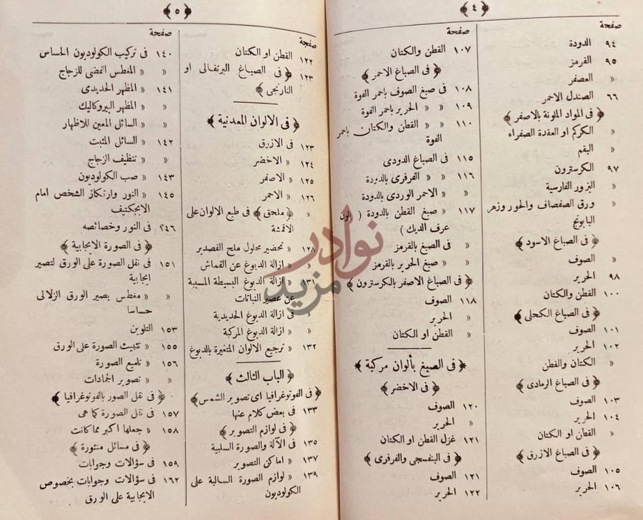 فهرس كتاب الدر المكنون في الصنائع والفنون
