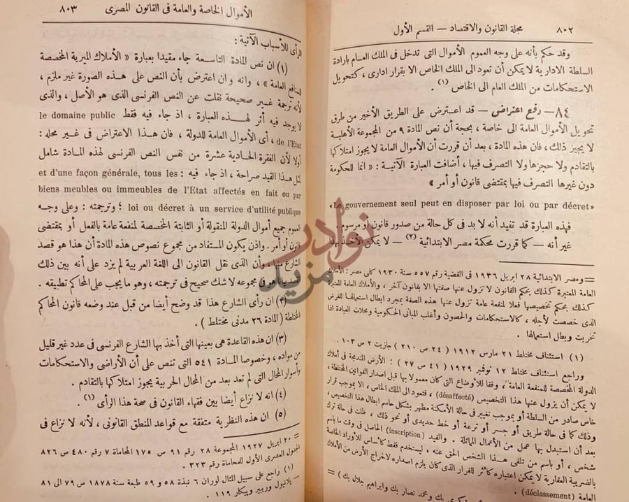 صفحة داخلية كتاب الاموال الخاصة والعامة في القانون المصري
