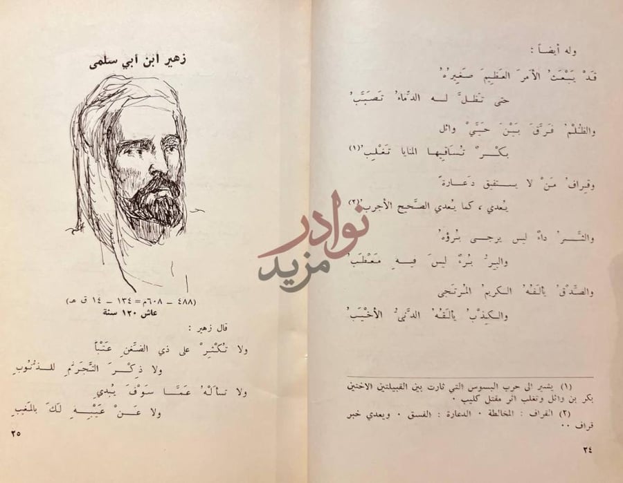 صفحة داخلية كتاب من عيون الشعر زهير ابن أبي سلمى