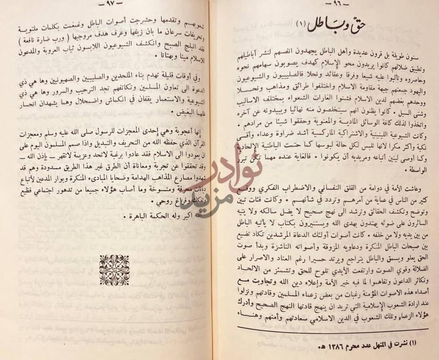 صفحة داخلية كتاب الوحدة الاسلامية حق وباطل