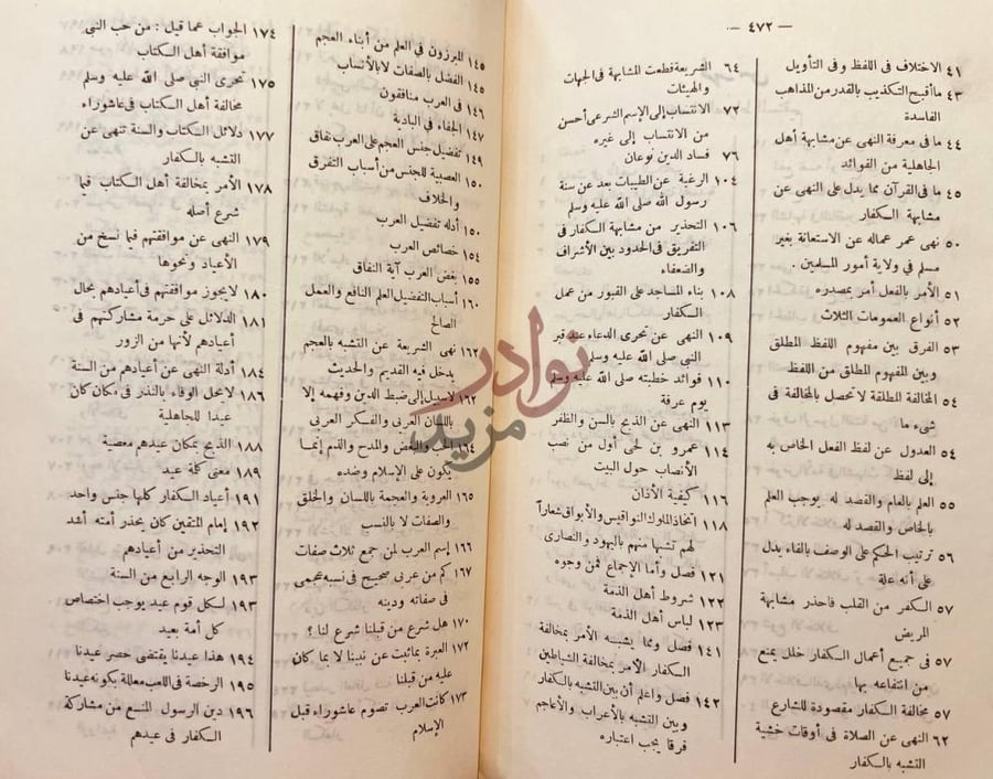 فهرس كتاب اقتضاء الصراط المستقيم مخالفة اصحاب الجحيم فهرس
