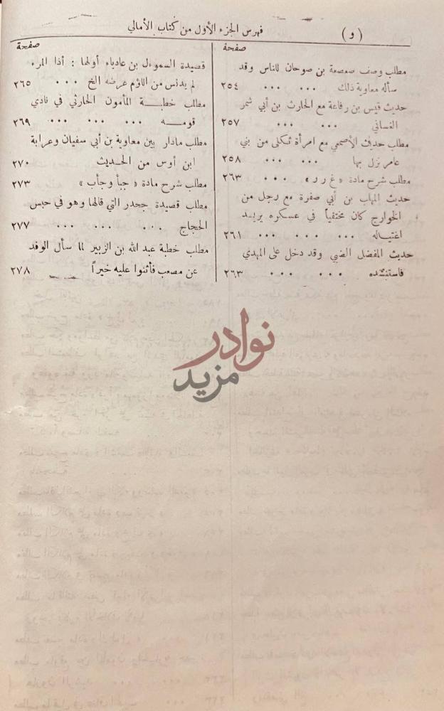فهرس كتاب الامالي فهرس