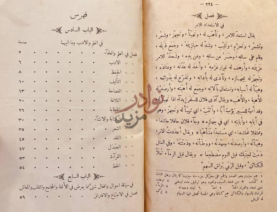 فهرس كتاب نجعة الرائد وشرعة الوارد في المترادف والمتوارد