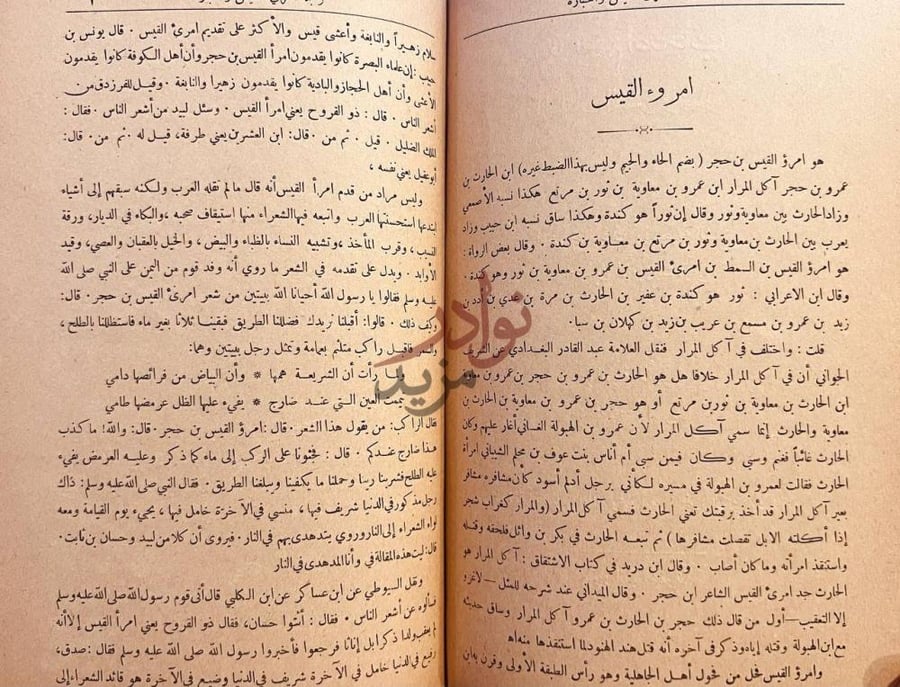 صفحة داخلية كتاب المعلقات او القصائد العشر الطوال