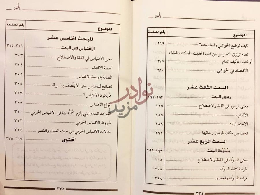فهرس كتاب البحث العلمي حقيقته ومصادره ومناهجه