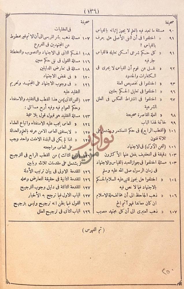فهرس كتاب المستصفي من علم الاصول تم الفهرس