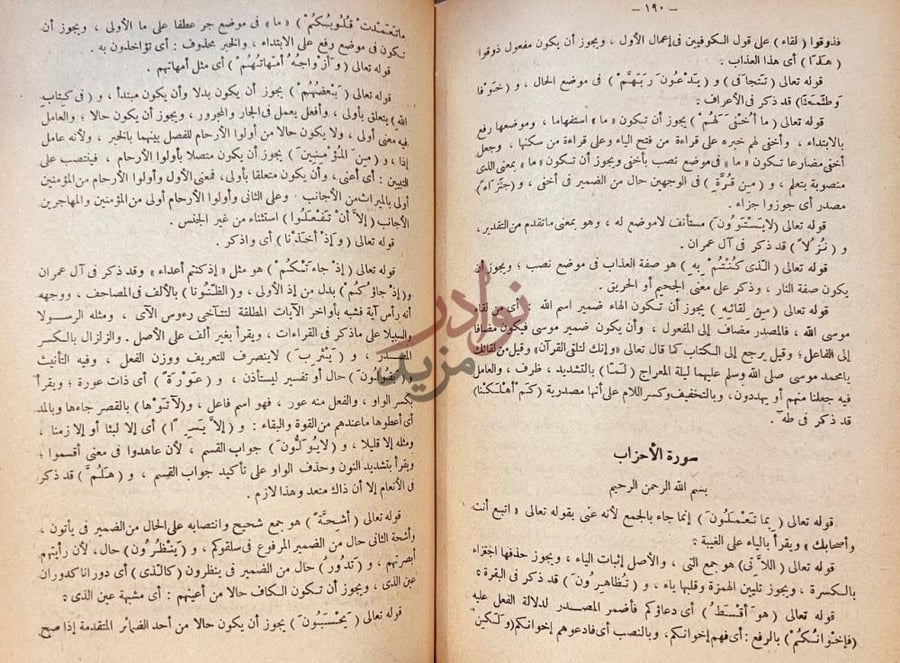 صفحة داخلية كتاب املاء مامن به الرحمن من وجوه الاعراب