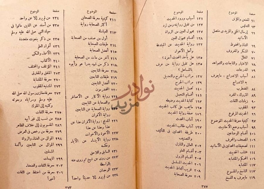 فهرس كتاب المصباح في اصول الحديث