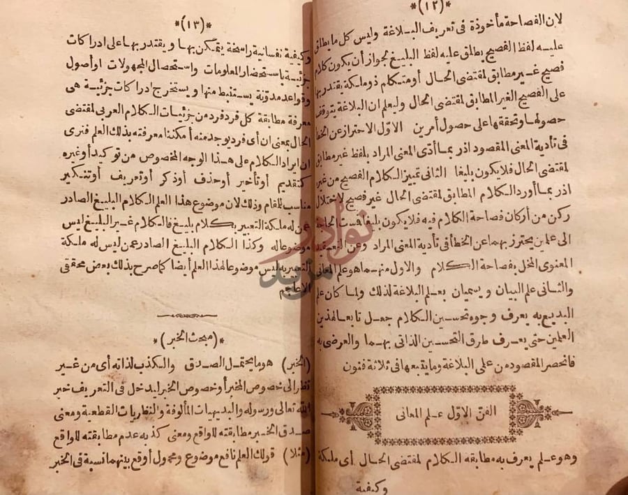 فصل كتاب حسن الصنيع في علم المعاني والبيان والبديع