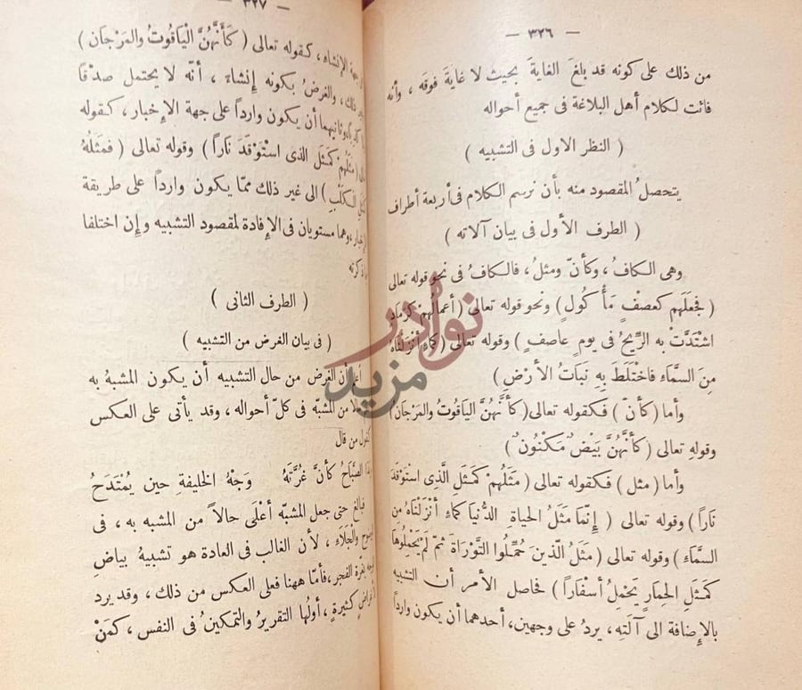 صفحة داخلية كتاب الطراز المتضمن لاسرار البلاغة وعلوم حقائق