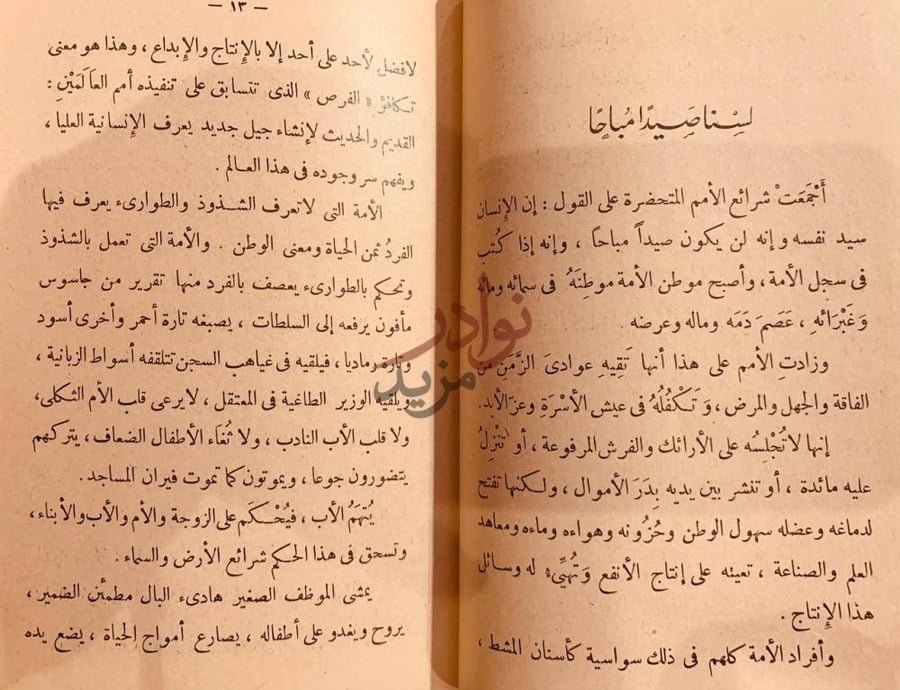 صفحة داخلية كتاب في ظلال الحرية لسنا صيدا مباحا