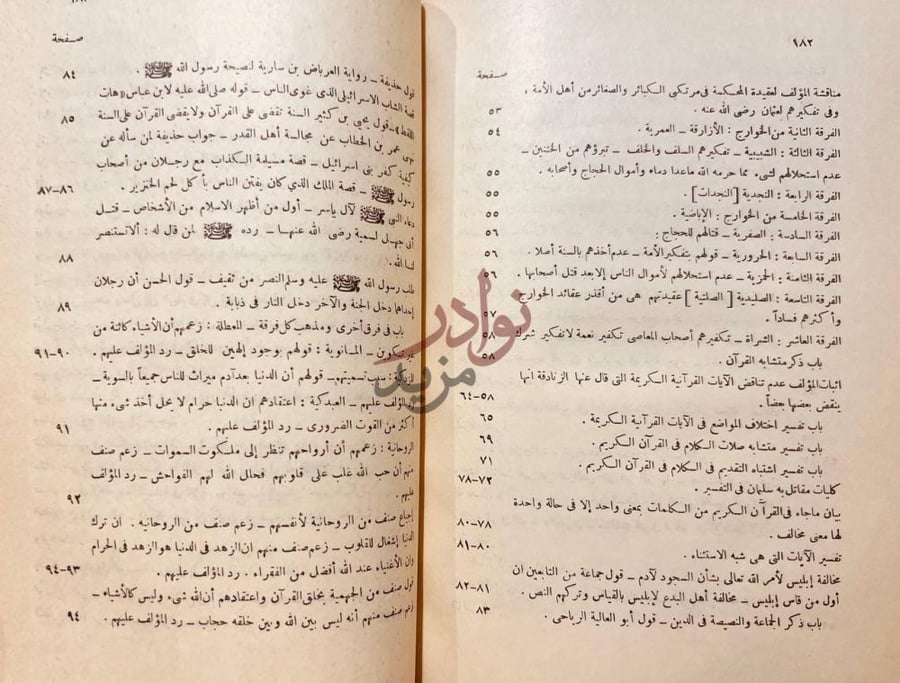 فهرس كتاب التنبيه والرد على اهل الاهواء والبدع